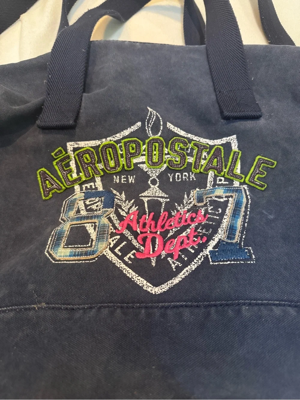 Aeropostale Navy Canvas Duffel with Embroidered Crest